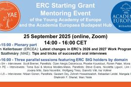 The fifth edition of the ERC StG Mentoring Event to be organised by YAE, in collaboration with the AE Budapest Hub