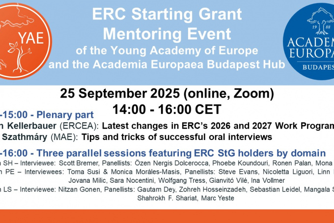 The fifth edition of the ERC StG Mentoring Event to be organised by YAE, in collaboration with the AE Budapest Hub