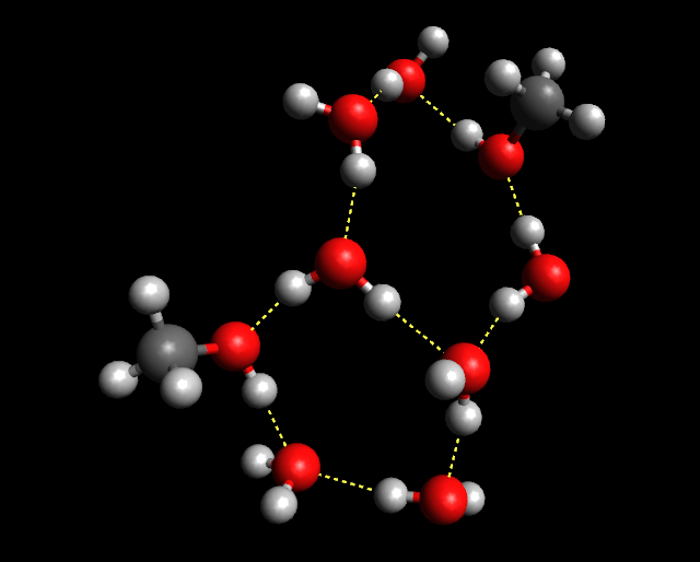 metanol-víz elegy, molekulagyűrű