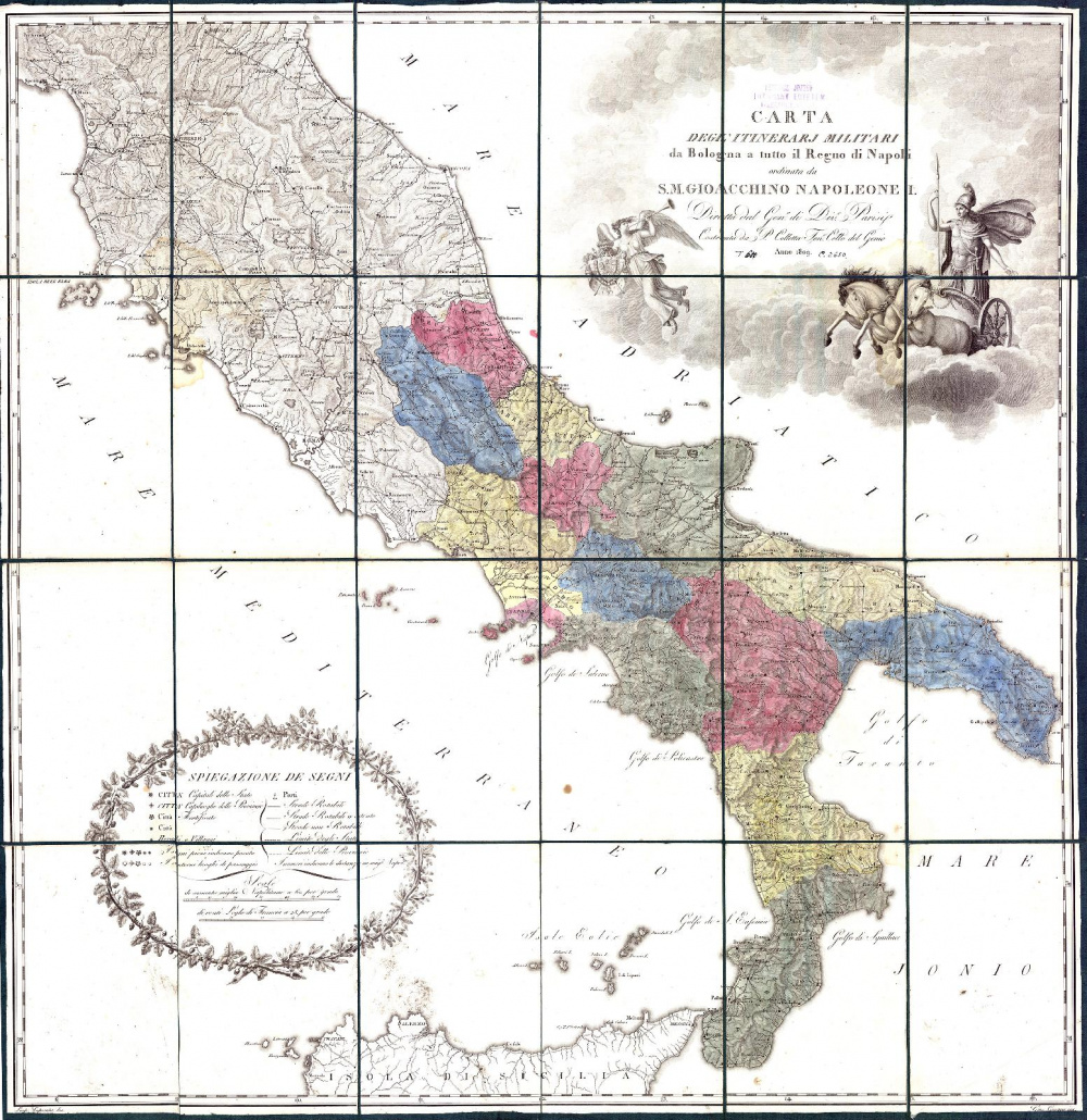 Carta degl' Itinerarj Militari da Bologna a tutto il Regno di Napoli ordinata da S.M. Gioacchino Napoleone I. 1809