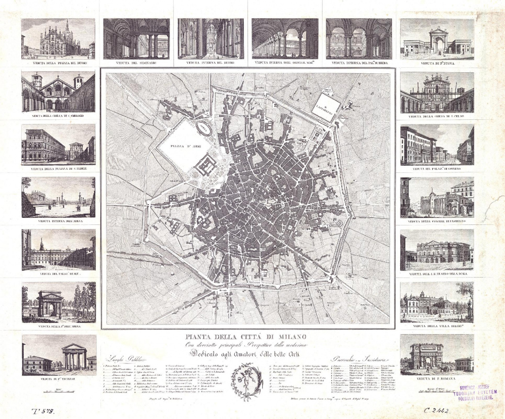 Pianta della Citta di Milano. 1840.