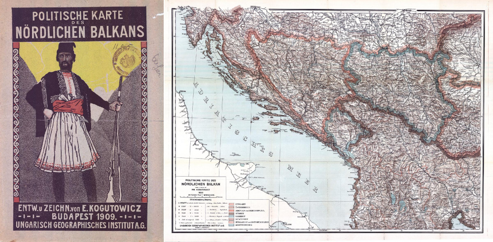 Politische karte des Nördlichen Balkans. Szerző: Kogutowcz Em. Kiadó: Ungarisch Geographisches Institut A.G. 1909