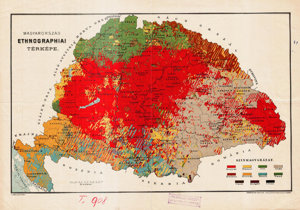 Magyarország ethnográphiai térképe. Kiadó: Posner Károly Lajos.