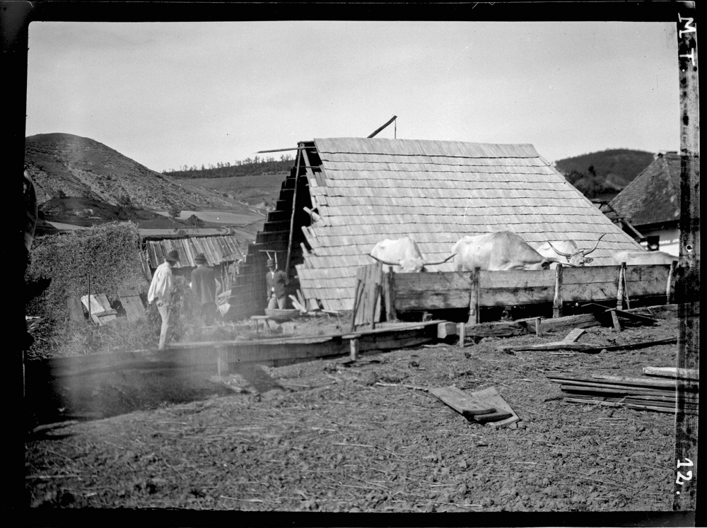 Magyarpéterlaka. istálló, amelyeket az 1912. május hó. 14-i tornádó odébb vitt. Maros-Torda vármegye, Magyarország 1912.V.22.