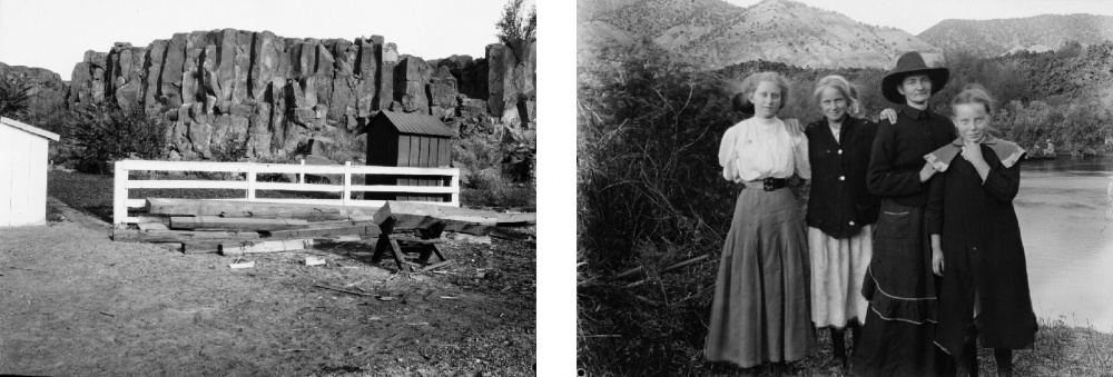 The Dalles. Bazaltoszlopok a pályaudvaron. USA, 1912.IX.15. / Tanítónő tanítványaival Gypsum, Eagle Co. Colo. USA, 1912.IX.26.