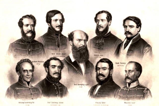Boundless history: 1848 - Academy members of the first responsible Hungarian government: Ferenc Deák, József Eötvös, Lázár Mészáros, István Széchenyi, Bertalan Szemere